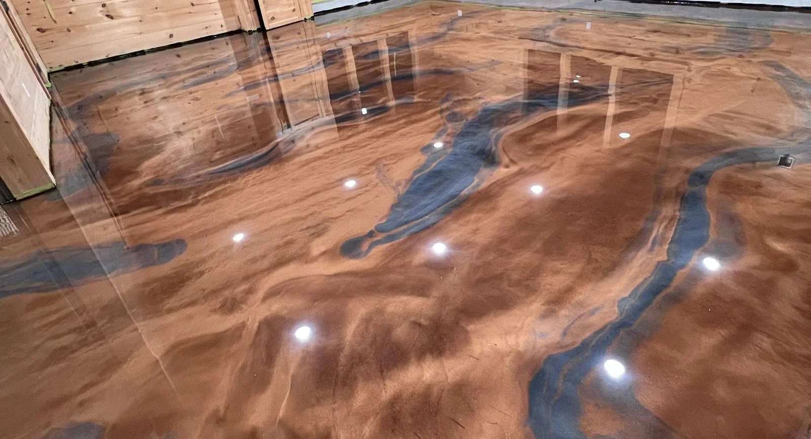 Copper metallic marble epoxy floor by Phoenix Epoxy in Windsor